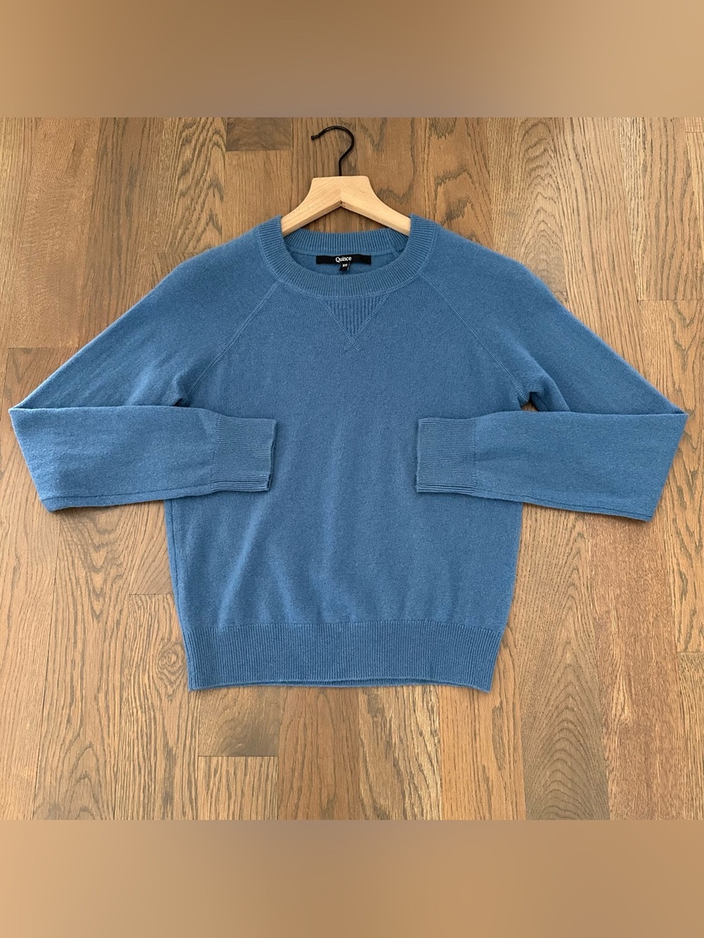 Quince Mongolian Shrunken Cashmere Sweatshirt in Cornflower Blue Extra Small - Picture 6 of 11